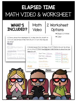 Preview of 4.MD.2: Elapsed Time Math Video and Worksheet
