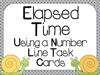 Preview of Elapsed Time On A Number Line Task Cards: 3.MD.1, 4.MD.2