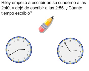 Preview of Elapsed Time / Time Interval Word Problems (SPANISH)