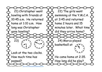 Elapsed Time Word Problem Task Cards (3.MD.1) by Brian ...