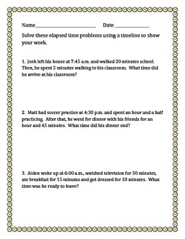Elapsed Time Word Problem Worksheets 3Rd Grade By Michelle Rindfleisch