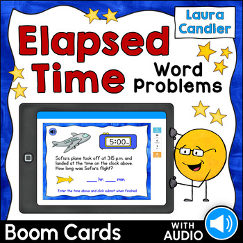 Preview of Elapsed Time Word Problems Boom Cards (Self-Grading with Audio)