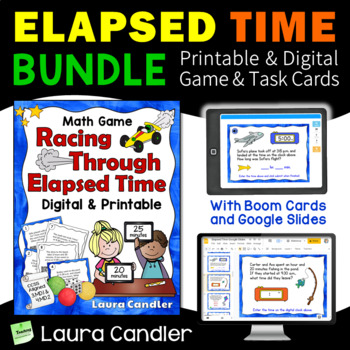 Preview of Elapsed Time Word Problems Game and Task Cards Bundle