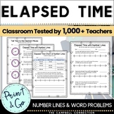 Elapsed Time Number Line Worksheets - Word Problems - Activity