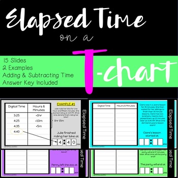 Preview of Elapsed Time Word Problems T-Chart (Distance Learning) Adding & Subtracting Time