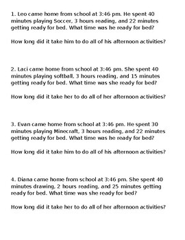 Preview of Elapsed Time Word Problems Word Document