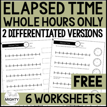 Preview of Elapsed Time with a number line Worksheets FREE