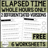 Elapsed Time with a number line Worksheets FREE