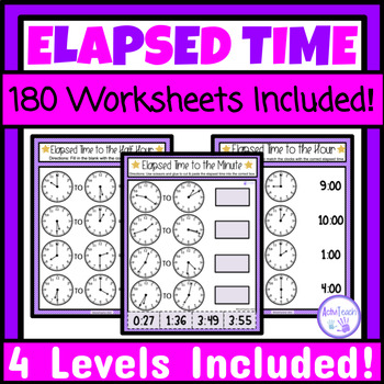 Preview of Elapsed Time Worksheets Packet How Much Time Has Passed Worksheets Special Ed