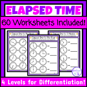 Preview of Elapsed Time Worksheets Packet Telling Time Special Education Life Skills Math