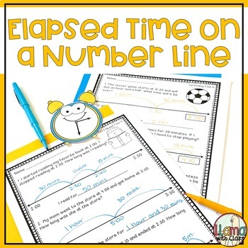 Preview of Elapsed Time on Number Line Worksheets with Elapsed Time Word Problems Practice