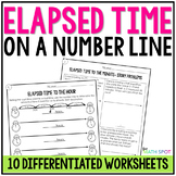 Elapsed Time on a Number Line Worksheets | Includes Word Problems