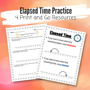 Preview of Elapsed Time on a Numberline Worksheets: Print and Go Math Review