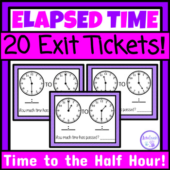 Preview of Elapsed Time to the Half Hour Exit Tickets Assessments Telling Time SPED Math
