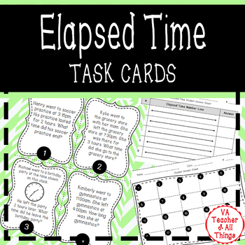 Preview of Elapsed Time to the Hour SOL 3.9 Task Cards