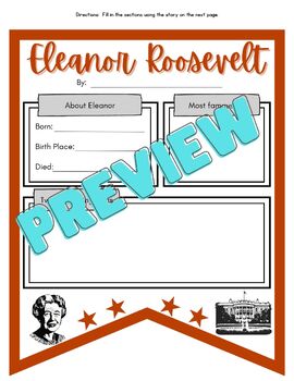 Preview of Eleanor Roosevelt Mini-Bio and Pennant