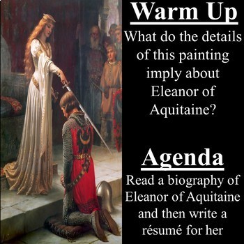Preview of Eleanor of Aquitaine Biography and Resume Writing Activity