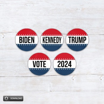 Preview of Election Day 2024 Biden Trump Kennedy Vote 2" Stickers Tags or Cupcake Toppers