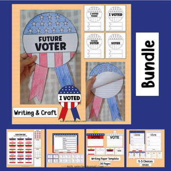 Preview of Election Day Activities 2022 Craft Writing Ribbon Voter Registration Cards Mock
