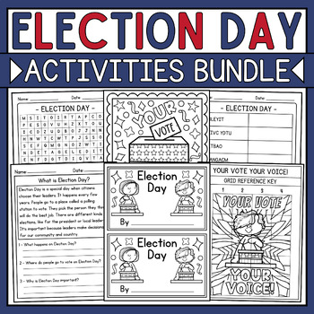 Preview of Election Day Activities Bundle: Coloring Pages, Reading, Games & More
