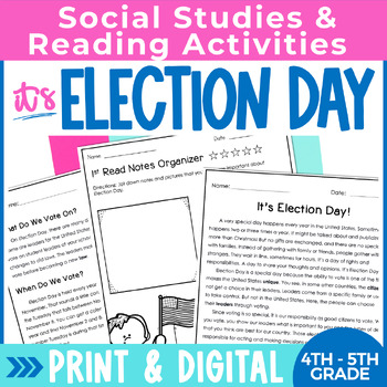 Preview of Election Day Activities | Elections Voting | 4th Grade Reading Comprehension