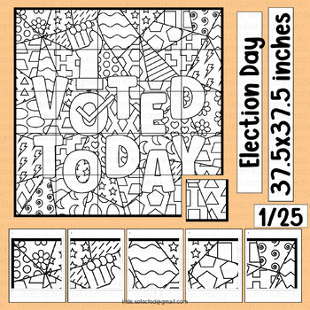 Preview of Election Day Activities I Voted Coloring Page Bulletin Board Math Pop Art Poster