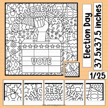 Preview of Election Day Activities Vote Coloring Page Bulletin Board  Math Pop Art Poster