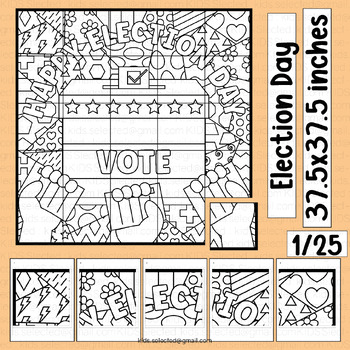 Preview of Election Day Activities Voting Coloring Page Math Bulletin Board Pop Art Poster