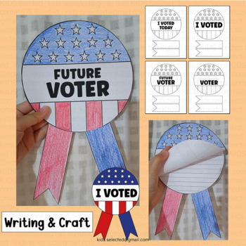 Preview of Election Day Activities Writing Craft Future Voter Ribbon Badges Coloring 2022