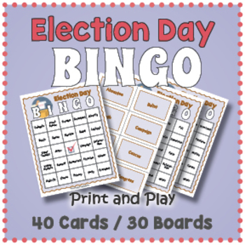 Preview of Election Day BINGO & Memory Matching Card Game Activity