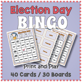 Election Day BINGO & Memory Matching Card Game Activity