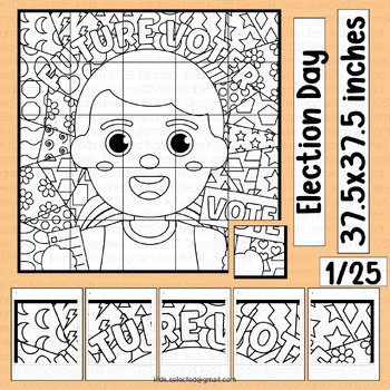 Preview of Election Day Bulletin Board Voting Activities Coloring Page Math Pop Art Poster