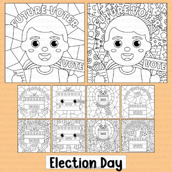 Preview of Election Day Coloring Sheet Vote Activities Math Craft Pop Art Bulletin Board