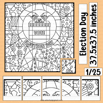 Preview of Election Day First Grade Vote Coloring Page Bulletin Board Activities Poster