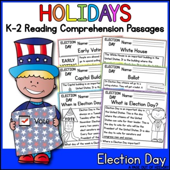 Preview of Election Day Holidays Reading Comprehension Passages K-2