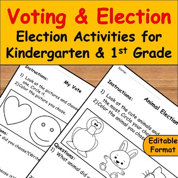Preview of Election Day:My Vote & Animal Election/Voting & Elections for Kindergarten & 1st