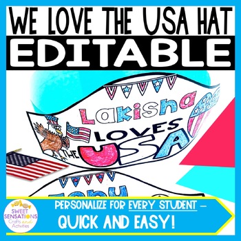 Preview of Memorial Day Printable Hat | Veterans Day Crown I Love the USA Hat July 4th Hat