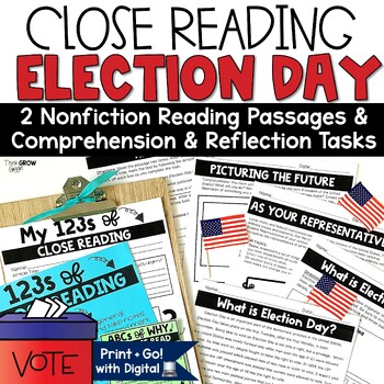 Preview of Election Day Reading Comprehension Passages and Questions November Activities