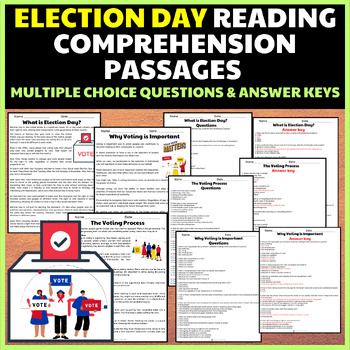 Preview of Election Day Reading Comprehension Passages with Multiple Choice Questions