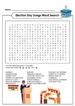 Preview of Election Day Songs Word Search