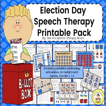 Preview of Election Day Speech Therapy Printable Pack