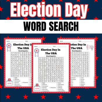 Preview of Election Day & Voting Word Search Puzzle Activity Resource
