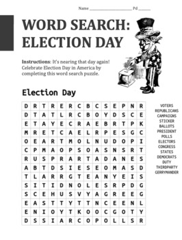 Preview of Election Day Word Search / Democracy in Action!