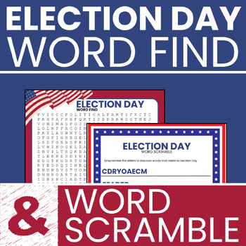 Preview of Election Day Word Search and Word Scramble- Voting, Word Find, Worksheets