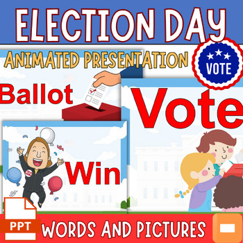 Preview of Election Day Words and Pictures Editable PowerPoint & Google Slides No Preb