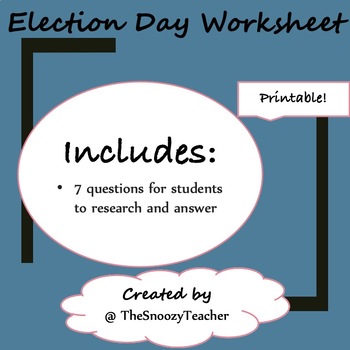 Preview of Election Day Worksheet