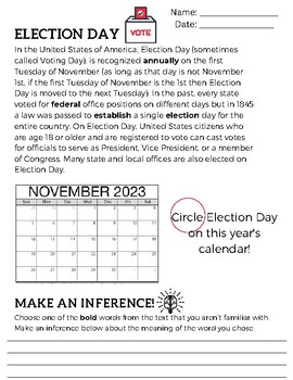 Preview of Election Day Worksheets