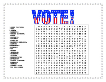 Preview of Election Day in Spanish- Word Search and Double Puzzle