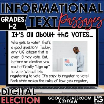 Preview of Election Digital Reading Passages | Google Forms and Seesaw