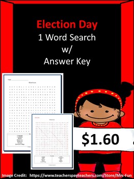 Preview of Election/ Election Day Word Search w/ Answer Key